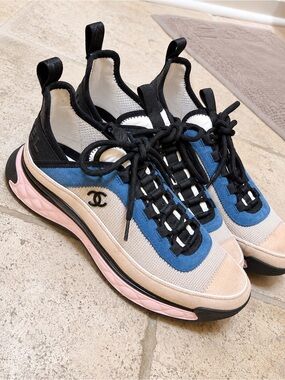 Chanel platform sneakers- blue, pink, beige. Size 39. 100% authentic.